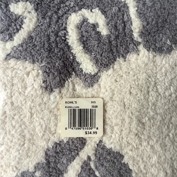 New in the bag Waverly Bath Rug Mat 20x30 Gorgeous Beige Blue-Grey, yellow trim - Picture 5 of 11